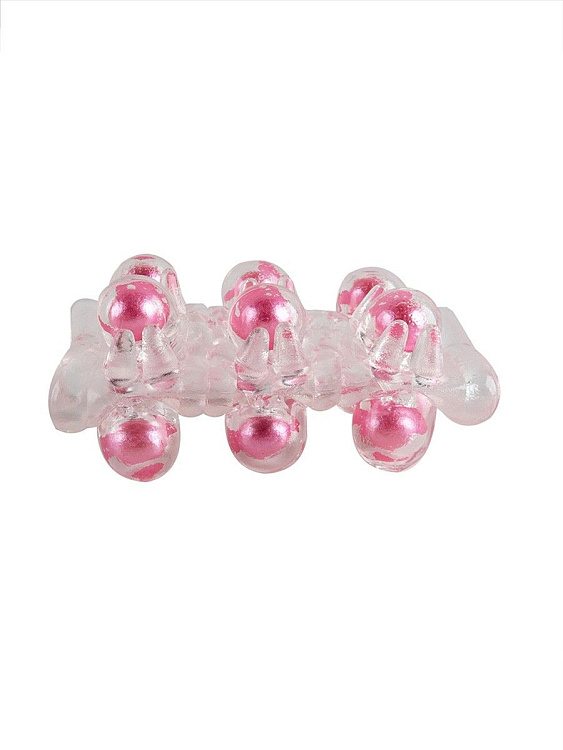 Прозрачная сквозная насадка на пенис с цветными шариками