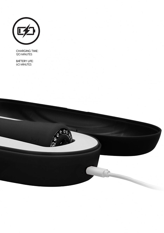Черный универсальный массажер Wand Pearl - 20 см.