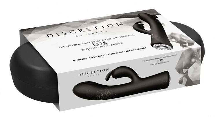 Черный вибромассажер-кролик Lux - 20 см.