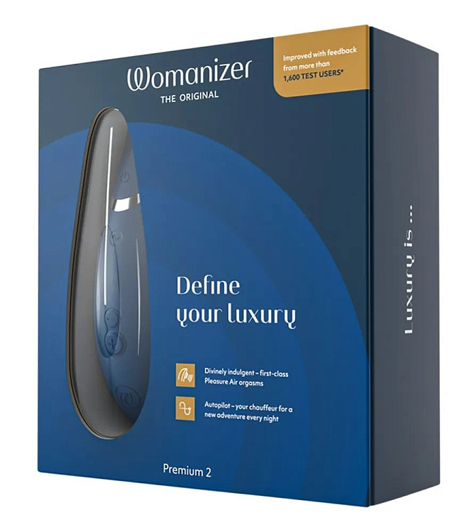 Синий клиторальный стимулятор Womanizer Premium 2