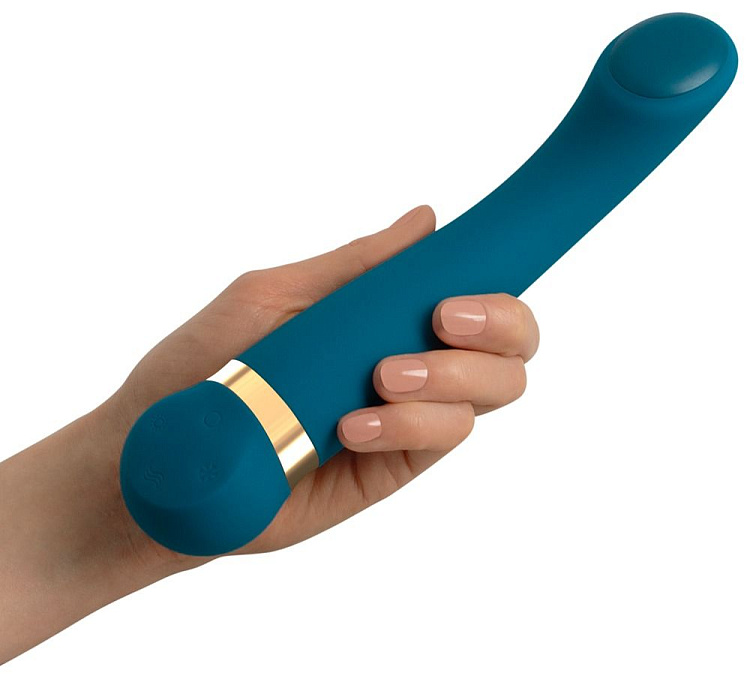 Бирюзовый вибромассажер с температурными режимами Hot n Cold Vibrator - 21,6 см.