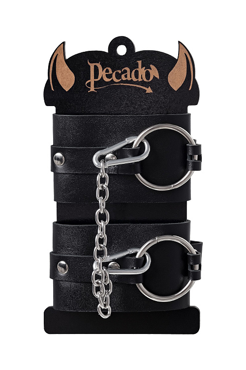 Черные оковы из толстой кожи с люверсами