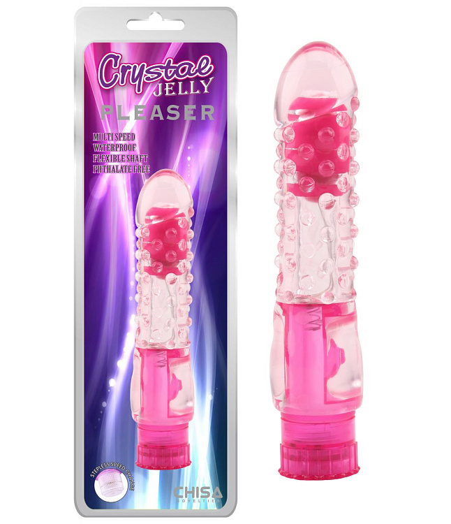 Розовый вибратор Pleaser с шишечками - 16,2 см.