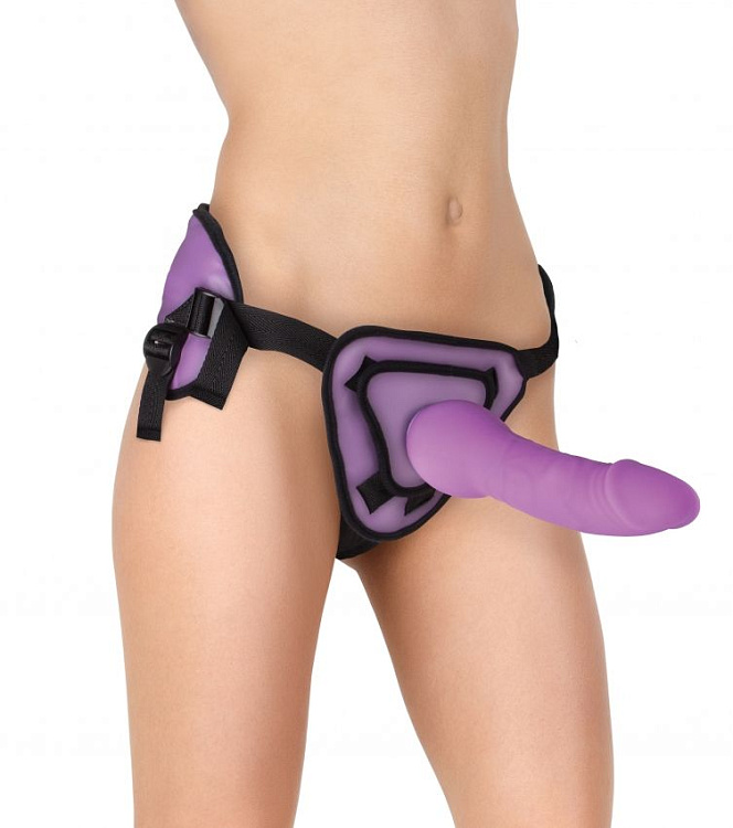 Фиолетовый страпон Deluxe Silicone Strap On 10 Inch - 25,5 см.