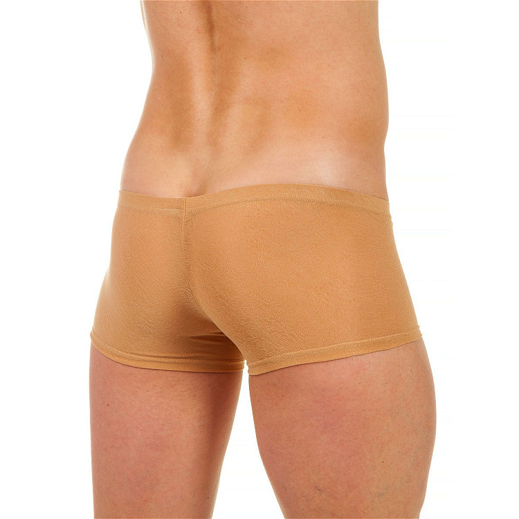 Бежевые трусы-хипсы с текстурой в виде роз на ткани Beige Rose Boxer