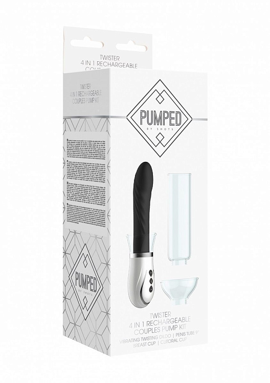 Черный набор Twister 4 in 1 Rechargeable Couples Pump Kit
