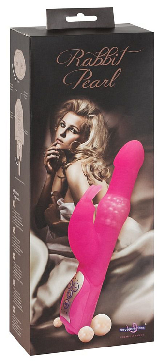 Розовый вибромассажёр с клиторальным отростком Rabbit Pearl - 26,5 см.