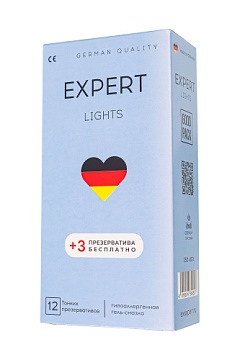 Ультратонкие презервативы EXPERT Lights - 12 шт.(+3 в подарок)