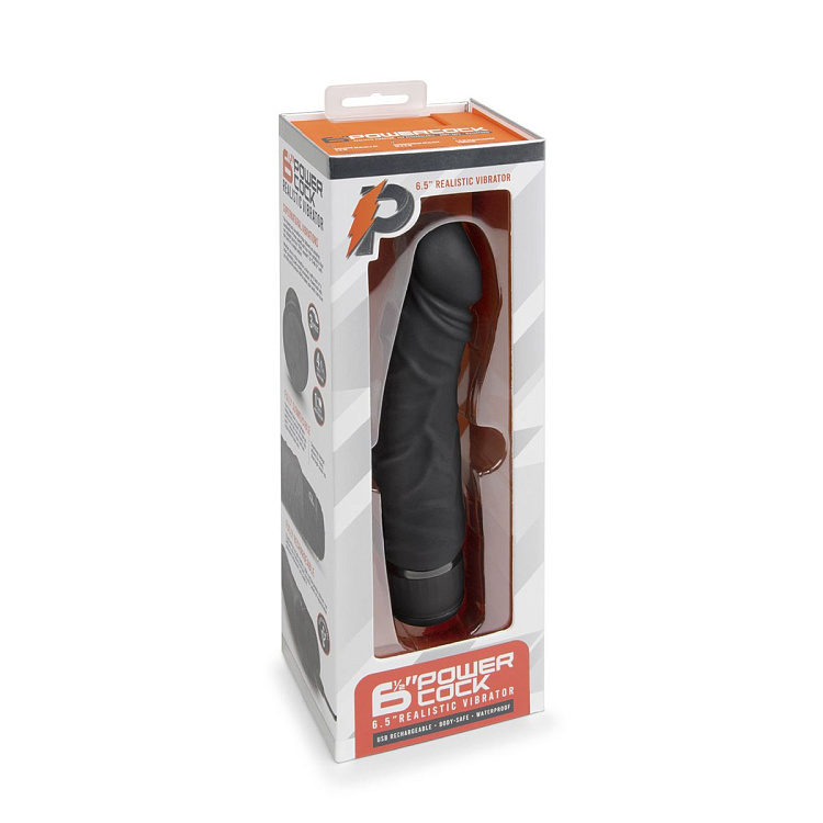 Черный вибратор-реалистик 6.5  Girthy Realistic Vibrator - 19 см.