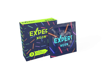 Светящиеся в темноте презервативы Expert Neon - 3 шт.