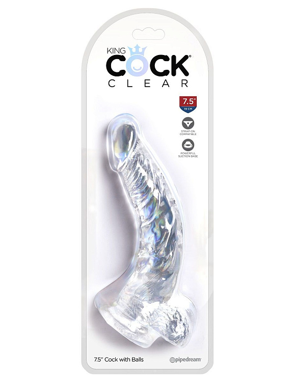 Прозрачный фаллоимитатор 7.5  Cock with Balls - 21,6 см.