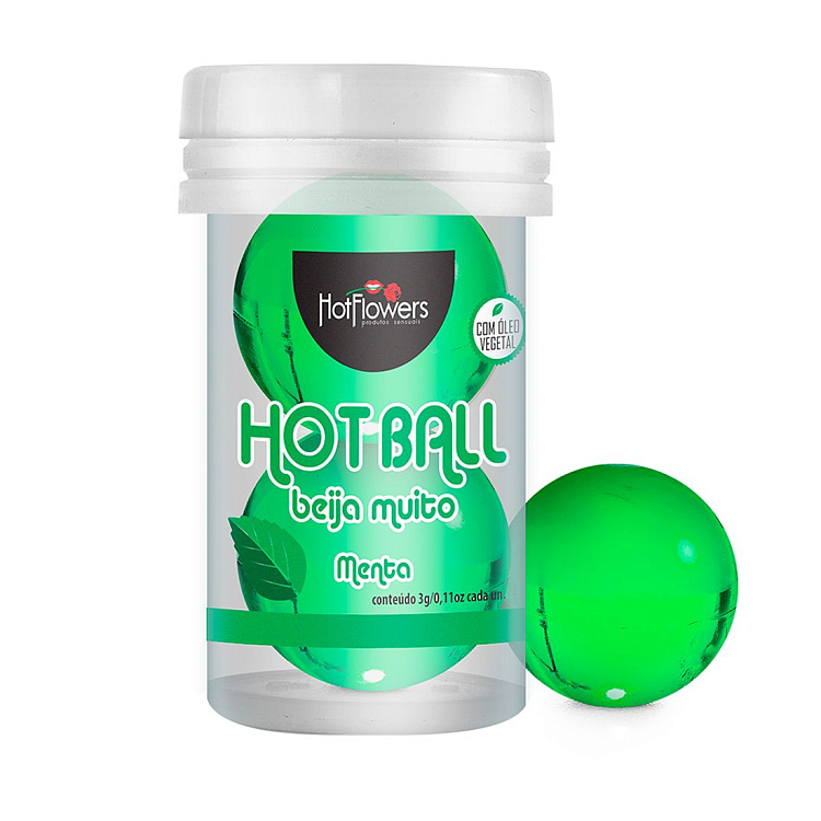 Лубрикант на масляной основе Hot Ball Beija Muito с ароматом мяты (2 шарика по 3 гр.)