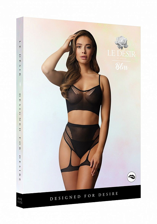 Эротический комплект из сетки Bra Set With Garters