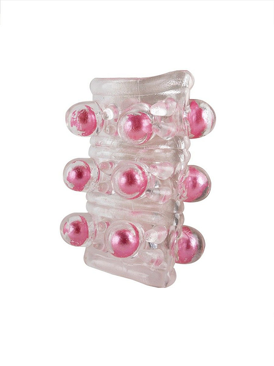 Прозрачная сквозная насадка на пенис с цветными шариками